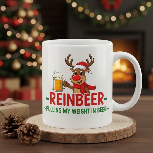 Reinbeer Funny Christmas Reindeer Beer Mug ジャンボコーヒーマグカップ