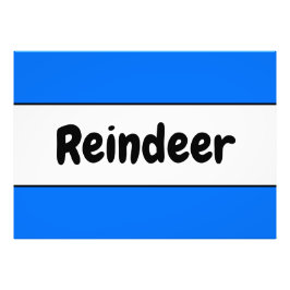 REINDEERおもしろいブライトブルー白ストライプ色ポスター フォトプリント