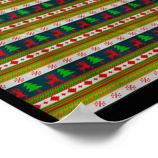 Reindeer And Christmas Tree Knit Pattern  ポスター (角)