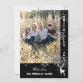 Reindeer and Snowflakes Holiday Photo | Black Card シーズンカード (正面)