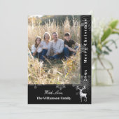 Reindeer and Snowflakes Holiday Photo | Black Card シーズンカード (スタンド正面)