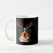 Reindeer Australian Shepherd Christmas Aussie Dog コーヒーマグカップ (左)
