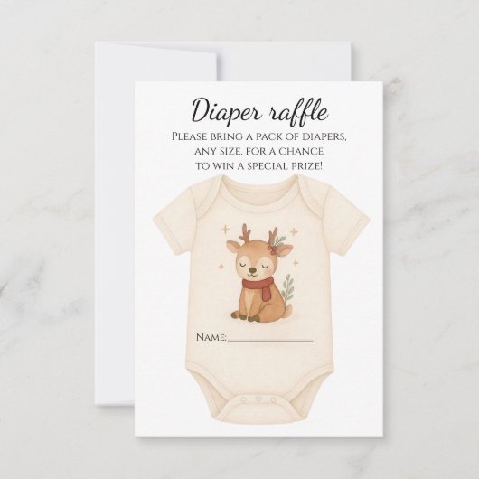 Reindeer Baby Shower Diaper Raffle 出欠カード (正面)
