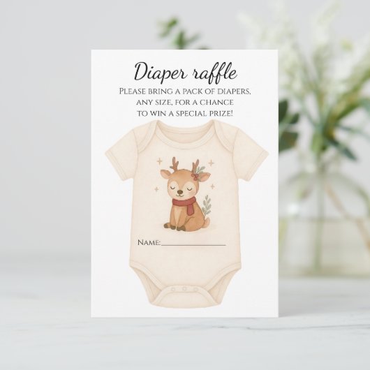 Reindeer Baby Shower Diaper Raffle 出欠カード (スタンド正面)