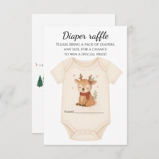 Reindeer Baby Shower Diaper Raffle 出欠カード (正面/裏面)