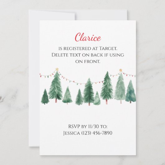 Reindeer Baby Shower Invitation 招待状 (裏面)