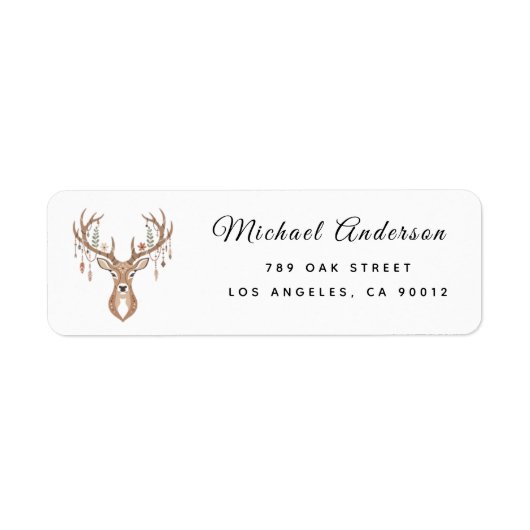 Reindeer Baby Shower Return Address Label ラベル (正面)