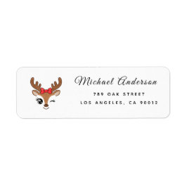 Reindeer Baby Shower Return Address Label ラベル