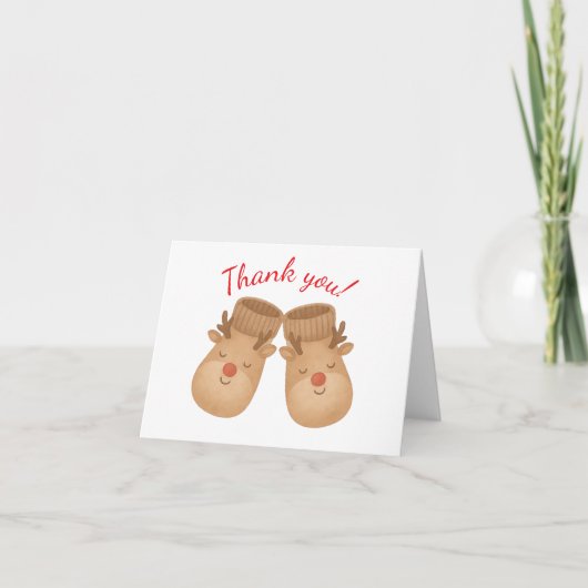 Reindeer Baby Shower Thank You Card サンキューカード (正面)
