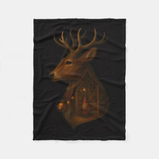 Reindeer Barn Gnome Christmas Fleece Blanket  フリースブランケット