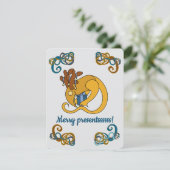 Reindeer bird with bells and presents Christmas サンキューカード (スタンド正面)