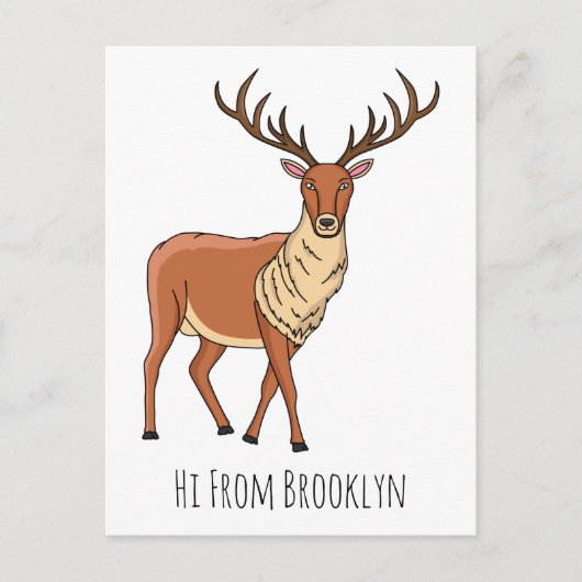 Reindeer cartoon illustration ポストカード (正面)