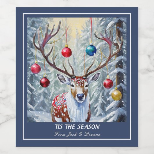 Reindeer Christmas ワインラベル (シングルラベル)