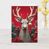 Reindeer Christmas Greeting Card カード (黄色い花)