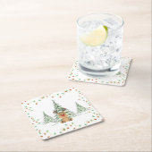 Reindeer Christmas Holiday Lights Winter Trees  スクエアペーパーコースター (インサイチュ)