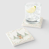 Reindeer Christmas Holiday Lights Winter Trees  ストーンコースター (横)