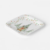 Reindeer Christmas Holiday Lights Winter Trees ペーパープレート (傾斜あり)