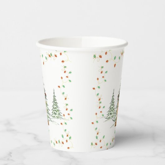 Reindeer Christmas Holiday Lights Winter Trees  紙コップ (左)