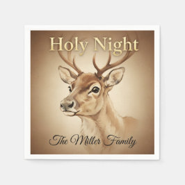 Reindeer Christmas Paper Napkin Customizable スタンダードカクテルナプキン