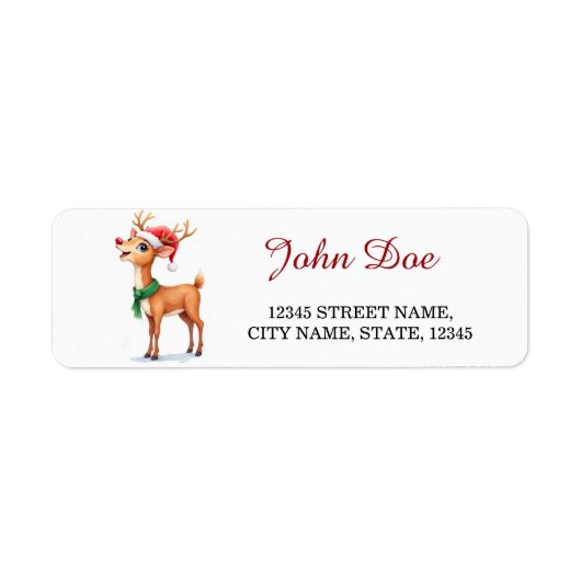 Reindeer Christmas Return Address Labels ラベル (正面)