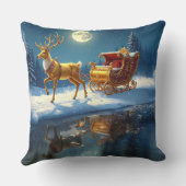 Reindeer Christmas Sleigh Holiday クッション (裏面)