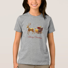 Reindeer Christmas Sleigh Holiday トライブレンドＴシャツ