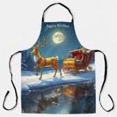 Reindeer Christmas Sleigh Holiday Apron エプロン (正面)