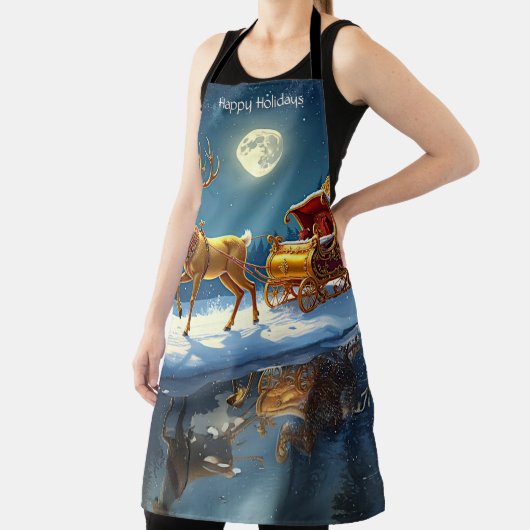 Reindeer Christmas Sleigh Holiday Apron エプロン (インサイチュ)