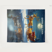 Reindeer Christmas Sleigh Holiday Backdrop タペストリー (正面(横))