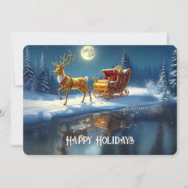Reindeer Christmas Sleigh Holiday Card シーズンカード