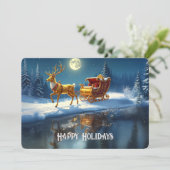 Reindeer Christmas Sleigh Holiday Card シーズンカード (スタンド正面)