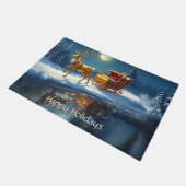 Reindeer Christmas Sleigh Holiday Doormat ドアマット (アングル)