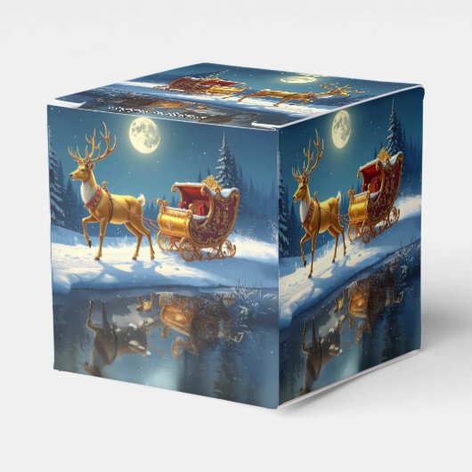 Reindeer Christmas Sleigh Holiday Favor Box フェイバーボックス (正面サイド)