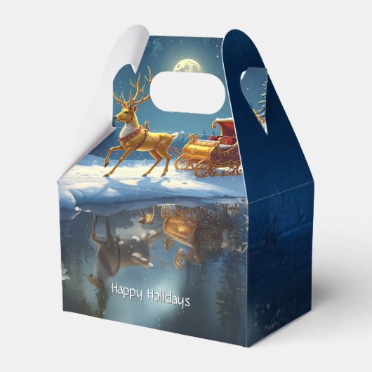 Reindeer Christmas Sleigh Holiday Favor Box フェイバーボックス (正面サイド)