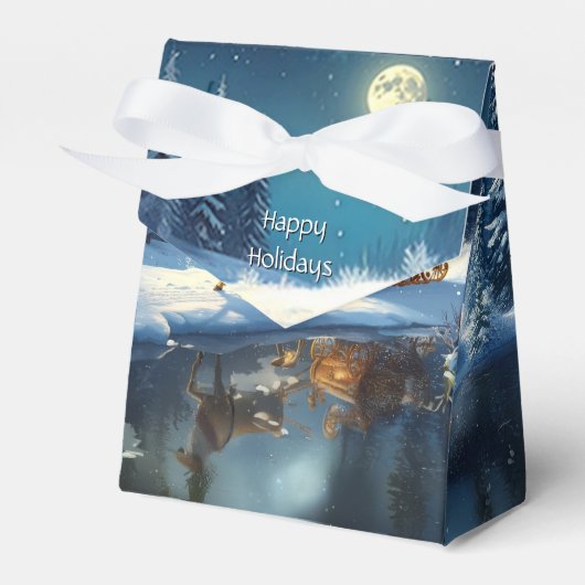 Reindeer Christmas Sleigh Holiday Favor Box フェイバーボックス (正面サイド)