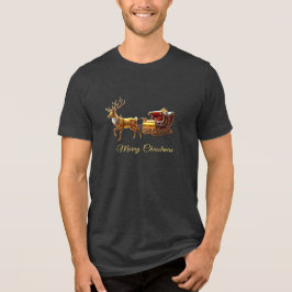 Reindeer Christmas Sleigh Holiday Men's T-Shirt トライブレンドＴシャツ