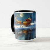 Reindeer Christmas Sleigh Holiday Mug マグカップ (正面左)