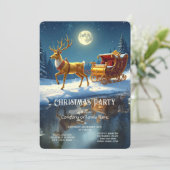 Reindeer Christmas Sleigh Holiday Party Invitation 招待状 (スタンド正面)