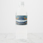 Reindeer Christmas Sleigh Water Bottle Label ペットボトルラベル (正面)