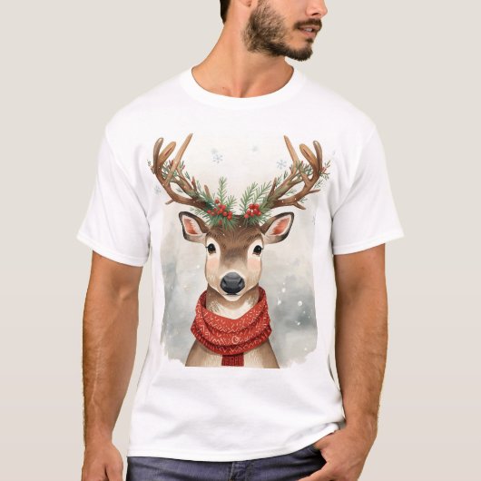 Reindeer Christmas T-Shirt For Festive Holiday Tシャツ (正面)