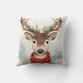 Reindeer Christmas Throw Pillow For Holiday クッション (裏面)