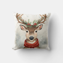 Reindeer Christmas Throw Pillow For Holiday クッション