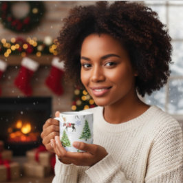 Reindeer Christmas Tree Pattern コーヒーマグカップ