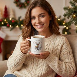  Reindeer coffee mugs cartoon cute typography ジャンボコーヒーマグカップ