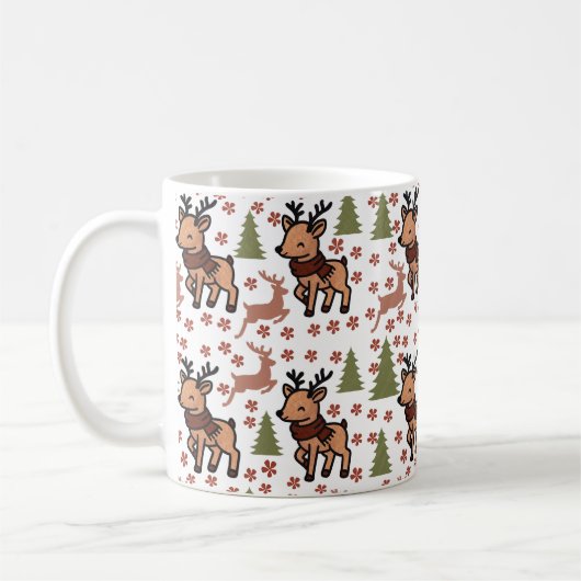 Reindeer cute floral mug コーヒーマグカップ (左)
