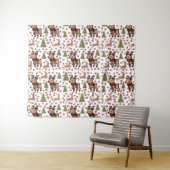 Reindeer cute floral mug タペストリー (インサイチュ(横))