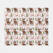Reindeer cute floral mug フリースブランケット (正面(横))
