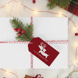 Reindeer Dachshund Christmas Personalized Gift Tag ギフトタグ
