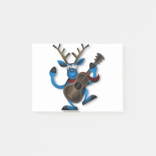 Reindeer Dancing Guitar Instrument Christmas Noel. ポストイット (正面)