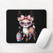Reindeer Drinking Hot Chocolate Bougie Women Girls マウスパッド (マウス)